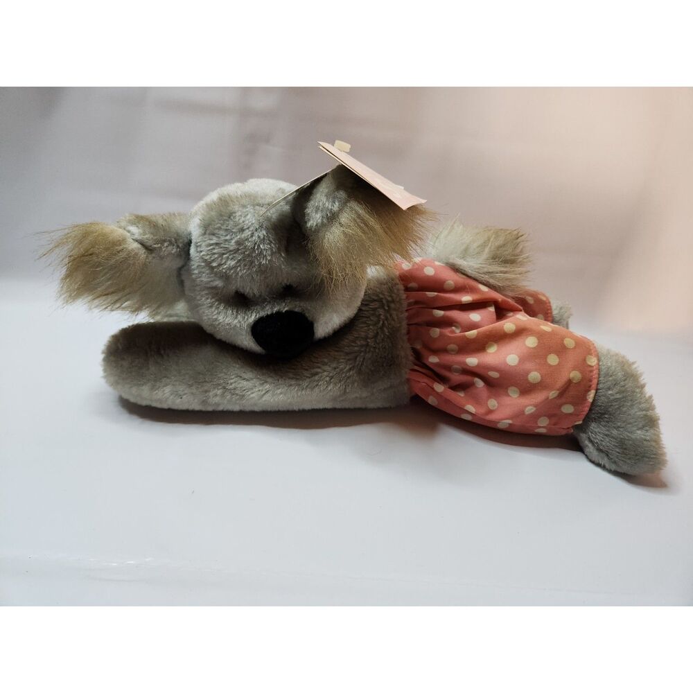 Vintage 1994 Sweet Stuff Zippered Koala Plush Gray Pink Polka Dot Shorts